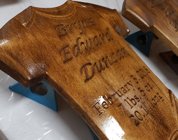 woodworking baby gift stained